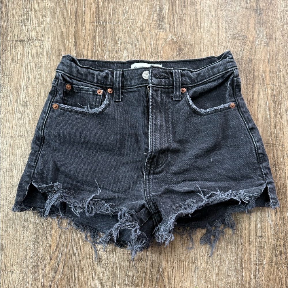 Abercrombie & Fitch Black Frayed Jean Shorts